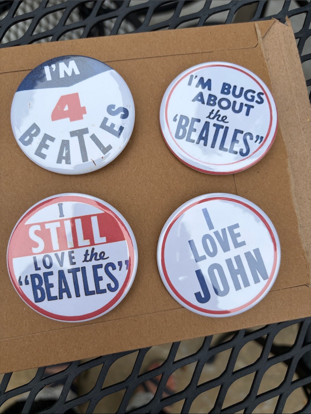 Beatles Collector Pin Button Set - Red, White & Blue